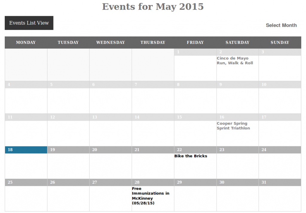 event calendar modification