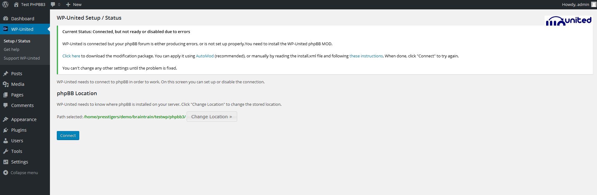 Using WP-United to Integrate WordPress with PHPBB3.0-2
