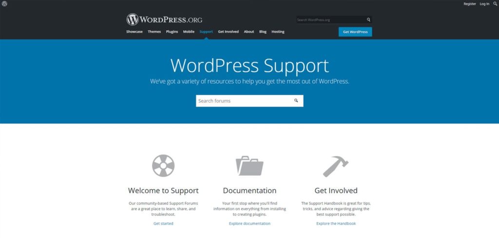 WordPress support forum